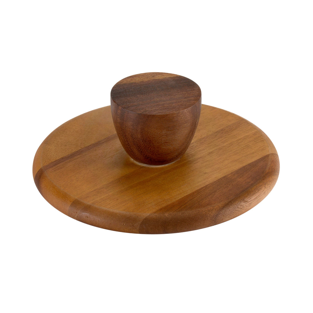 Acacia Wood 12" Round Cake Stand, Black or Natural Base
