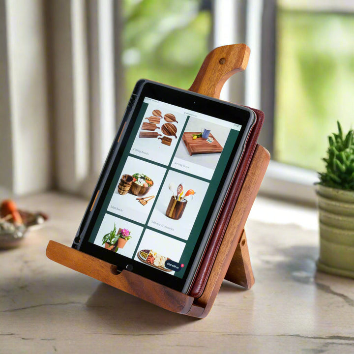 Luxe Cookbook/Tablet Holder, Acacia Wood