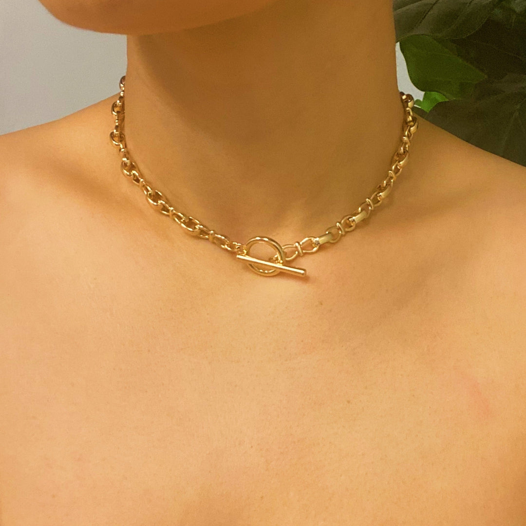 Toggle Clasp Chain Necklace, Gold Plated