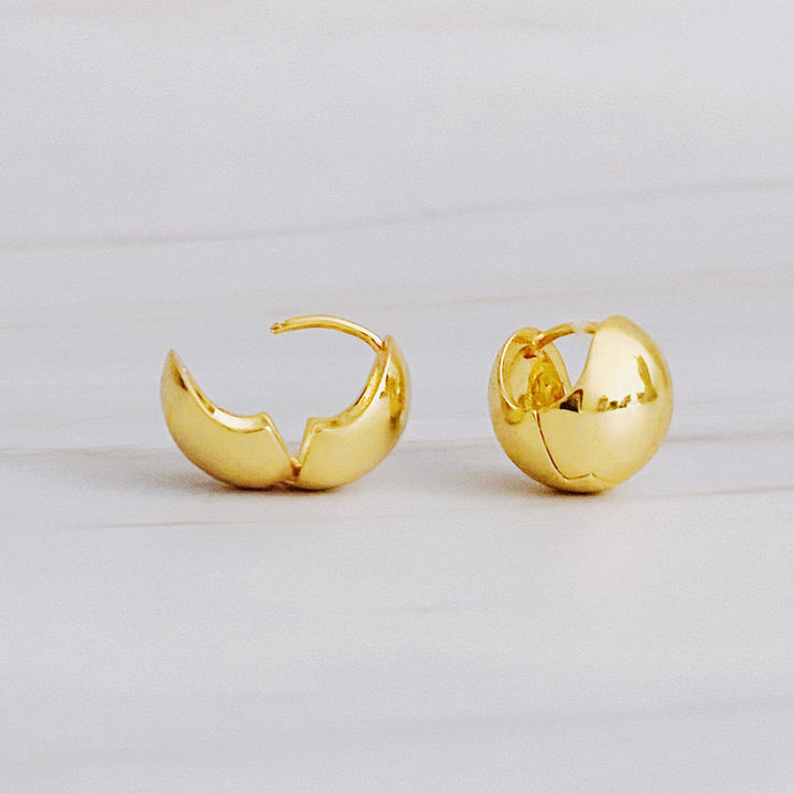 Rounded Stud Hoop Earrings, 18K Gold Plated Stainless Steel