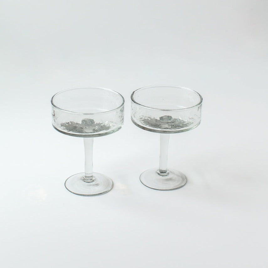 Handblown Clear Coupe Cocktail Glasses, Set of 4