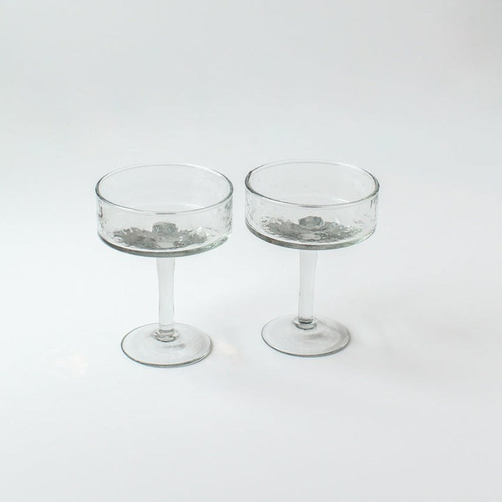 Handblown Clear Coupe Cocktail Glasses, Set of 4