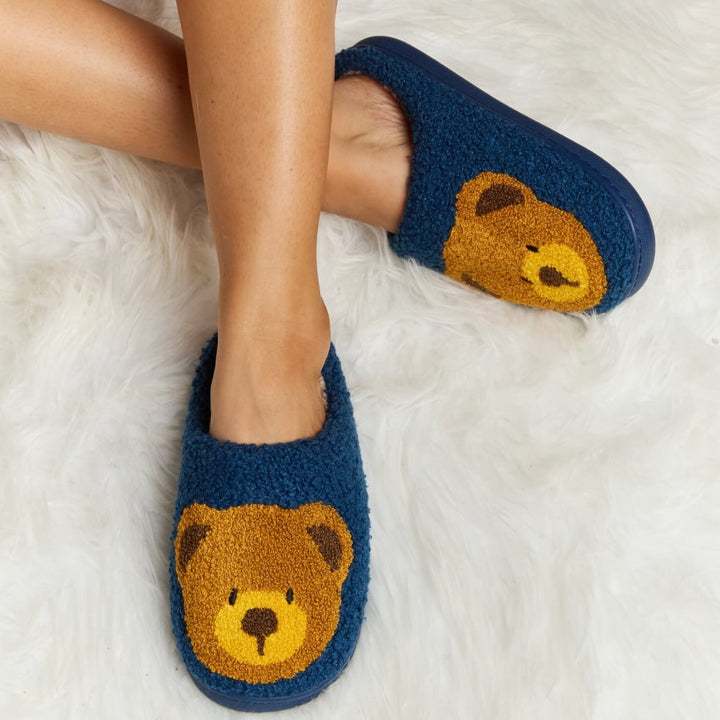 Plush Closed-Toe Slippers, Teddy Bear