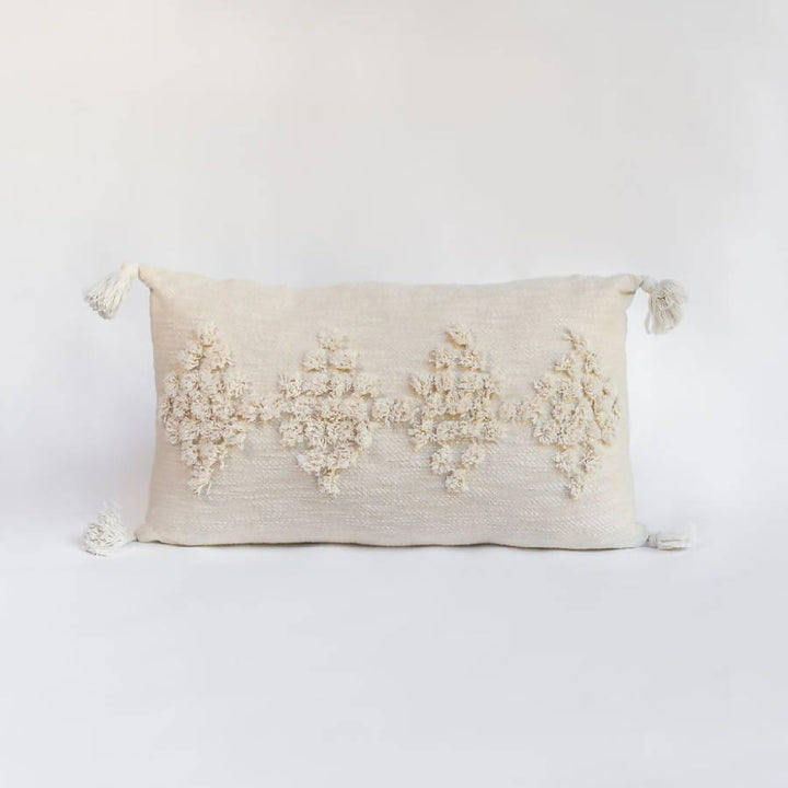 Handmade Cotton Tasseled Throw Pillow, Insert Included