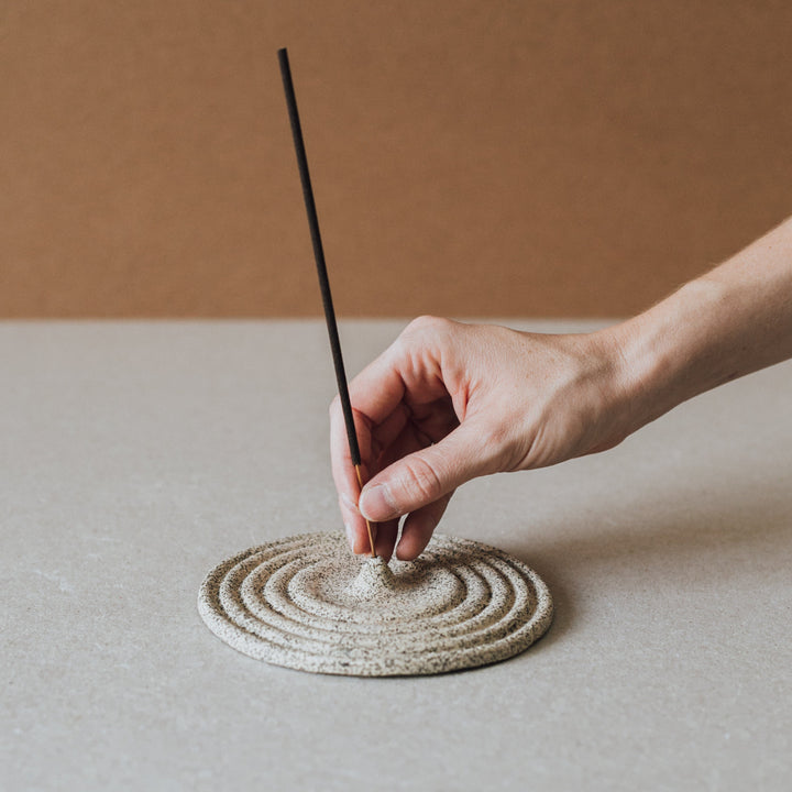 Circular Clay Incense Holder, Sandy