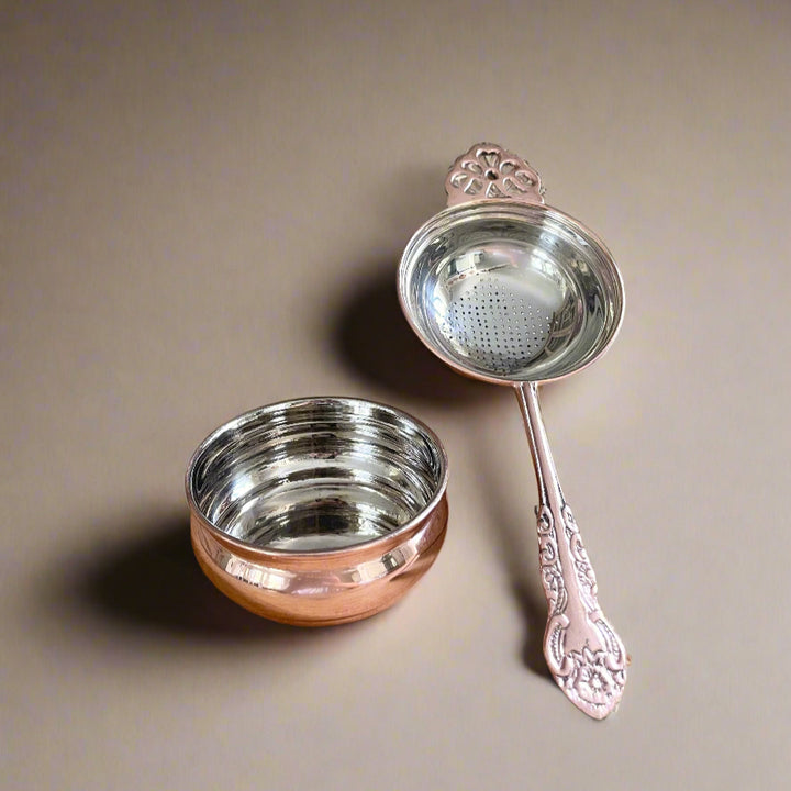 Copper Strainer & Drip Dish, Vintage Inspired