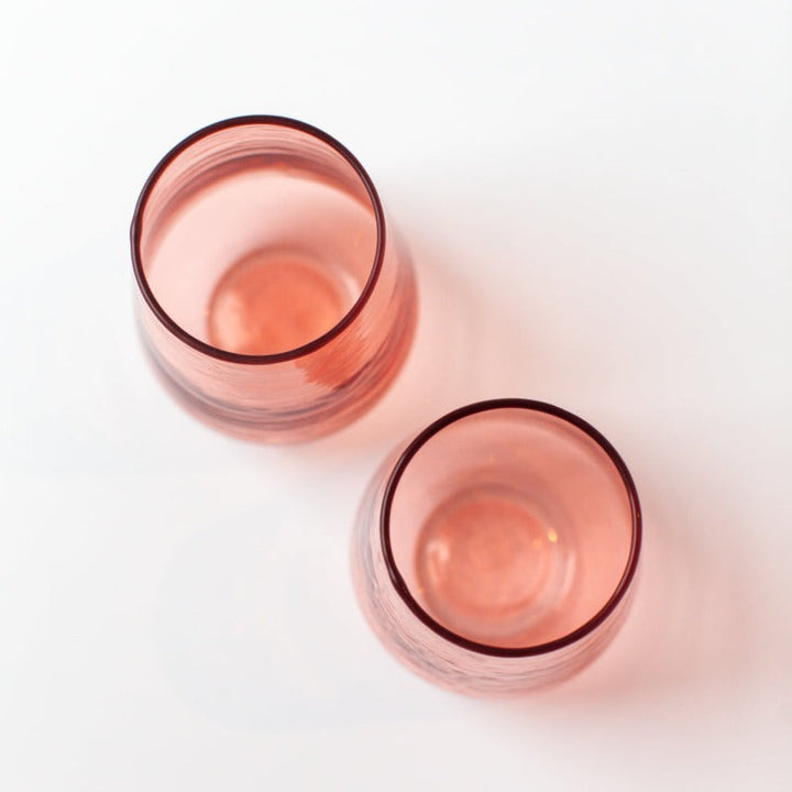 Handblown Blush Hammered Glass Tumblers, Set of 4