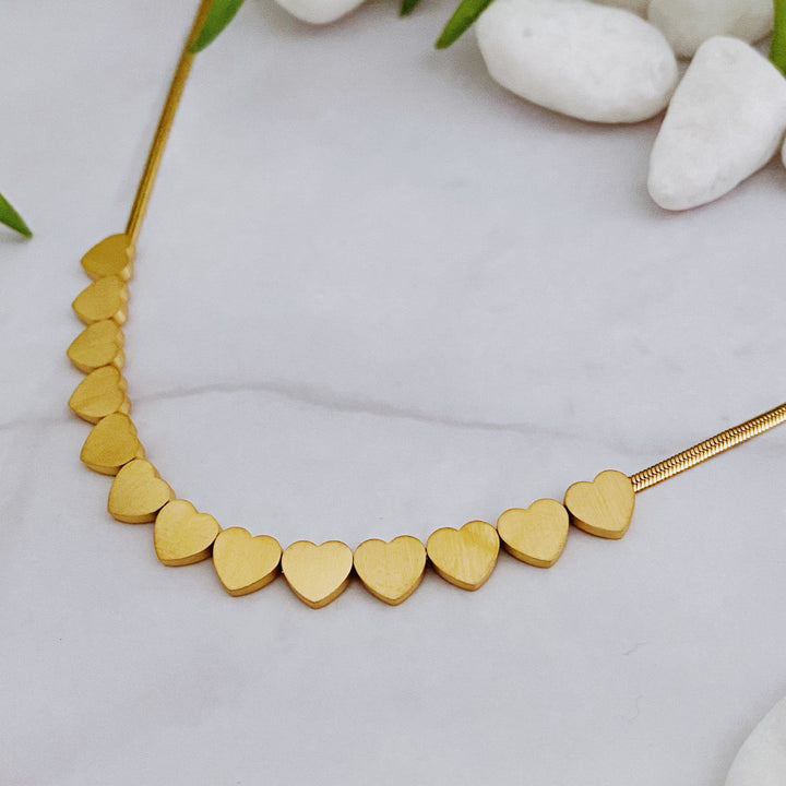 Mini Hearts Necklace, 18K Gold Plated