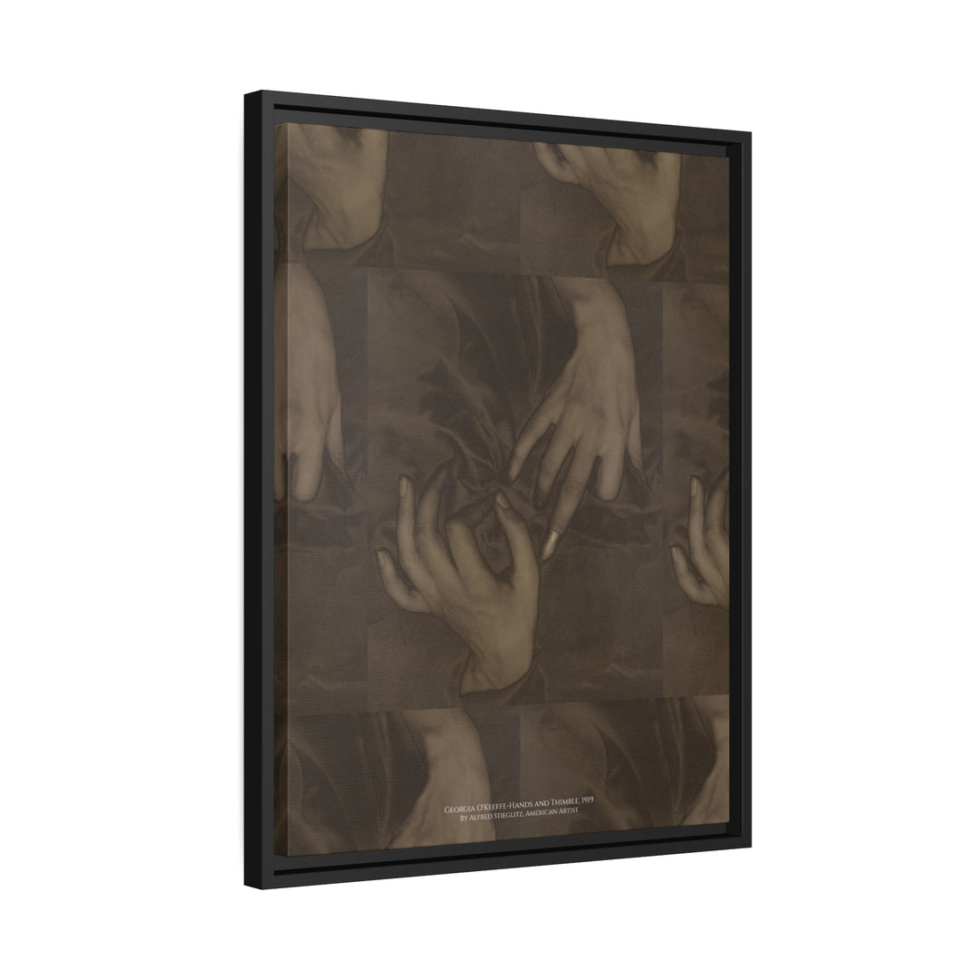 Matte Canvas in Black Frame, Georgia O'Keeffe-Hands and Thimble by Alfred Stieglitz