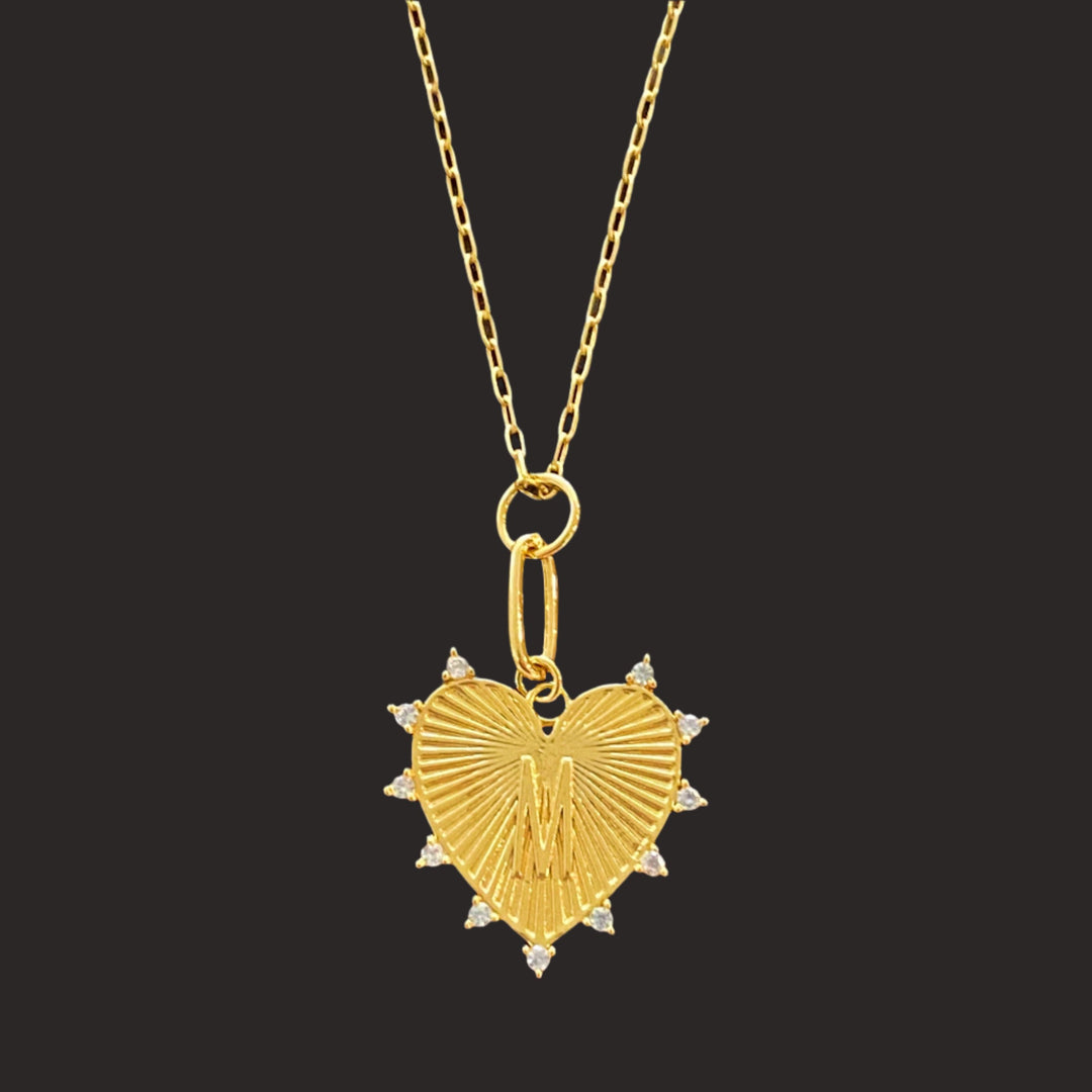 Hanging Initial Heart Necklace, 18K Gold Plated