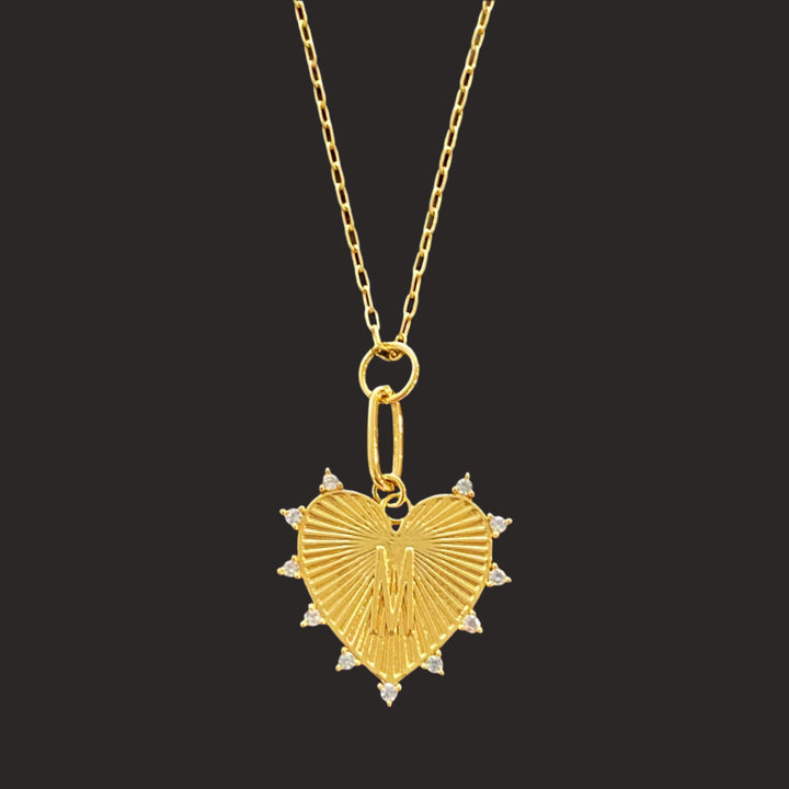 Hanging Initial Heart Necklace, 18K Gold Plated