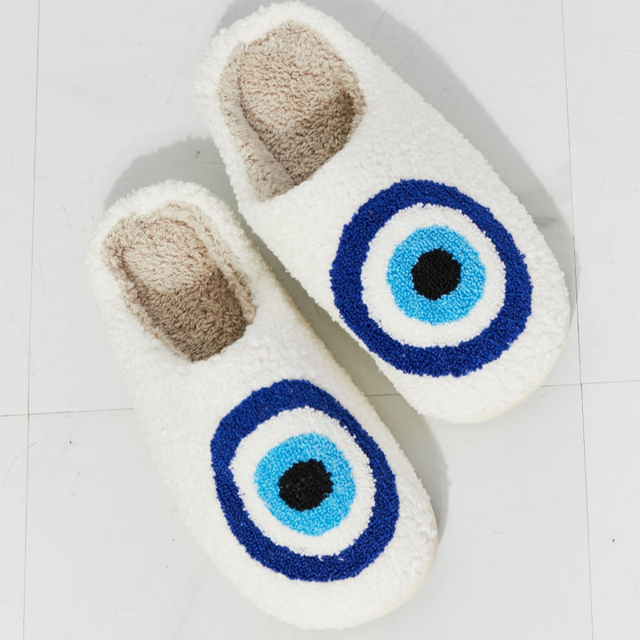 Plush Closed-Toe Slippers, Evil Eye