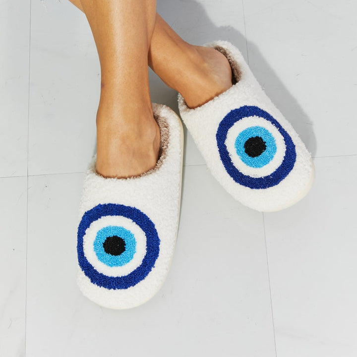 Plush Closed-Toe Slippers, Evil Eye