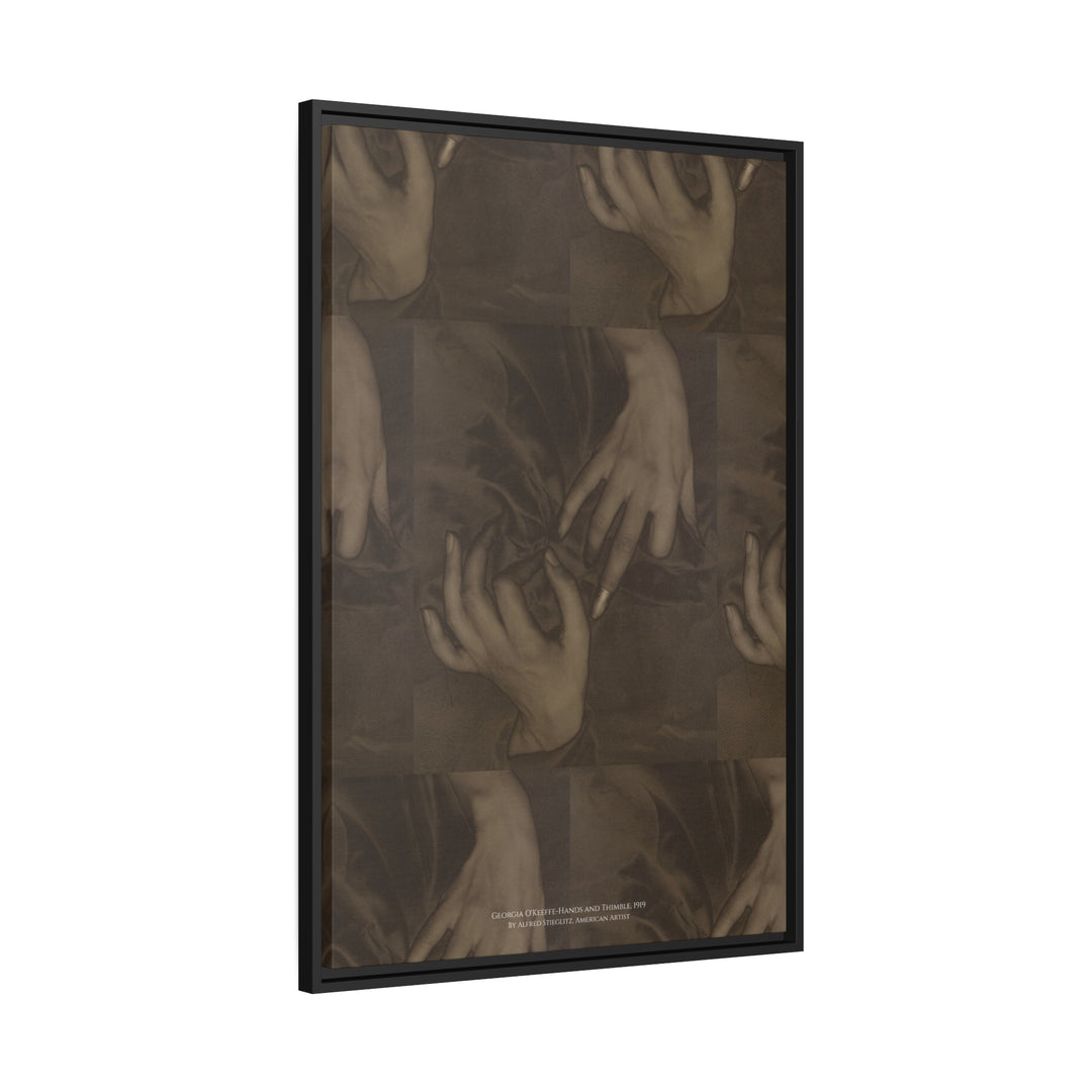 Matte Canvas in Black Frame, Georgia O'Keeffe-Hands and Thimble by Alfred Stieglitz