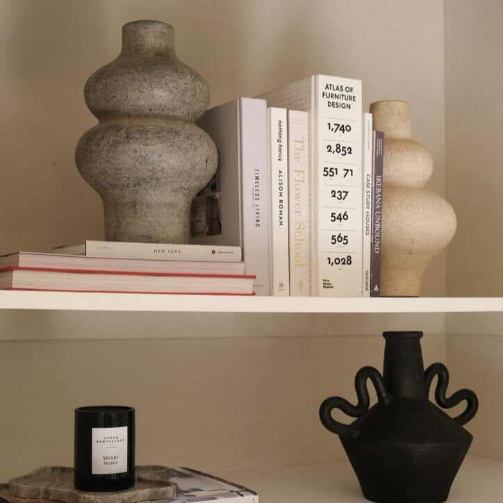 Handmade Clay Vase Vessel, Gray