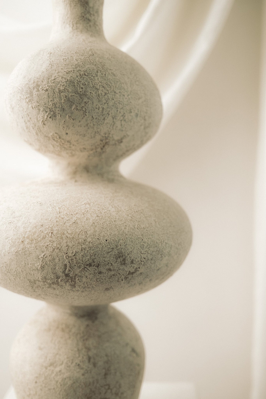 Handmade Towering Clay Vessel Vase, Cream