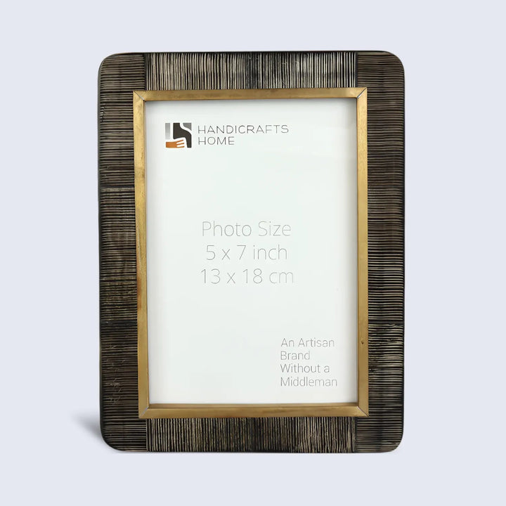 Handcrafted Horn Inlay Shagrin Frame, Brown Rounded Corners