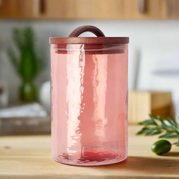 Handcrafted Glass Large Canister, Blush