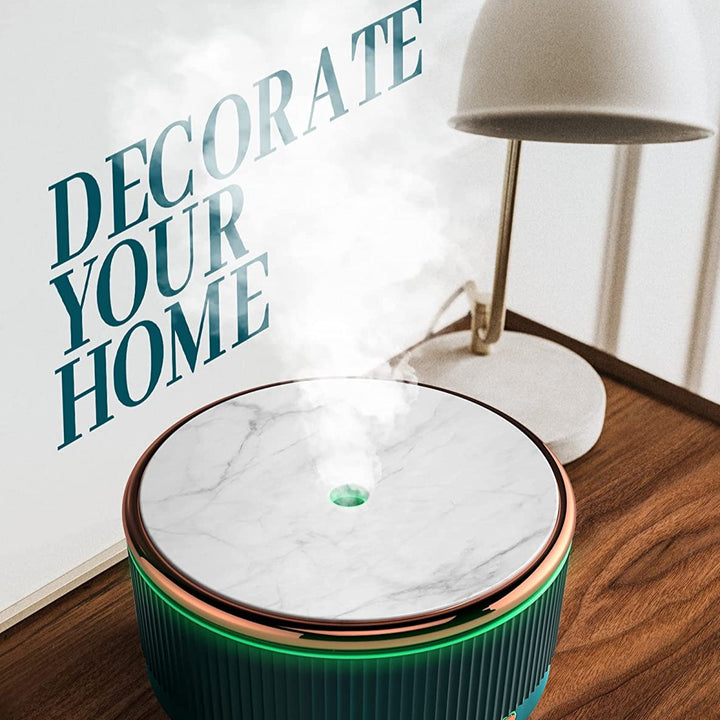 Aromatherapy Essential Oil LED Diffuser, Green & Marble Look