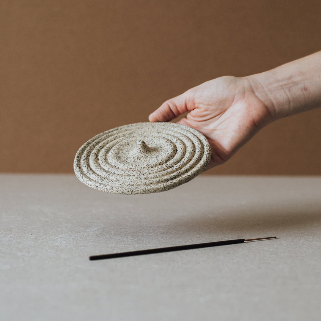 Circular Clay Incense Holder, Sandy