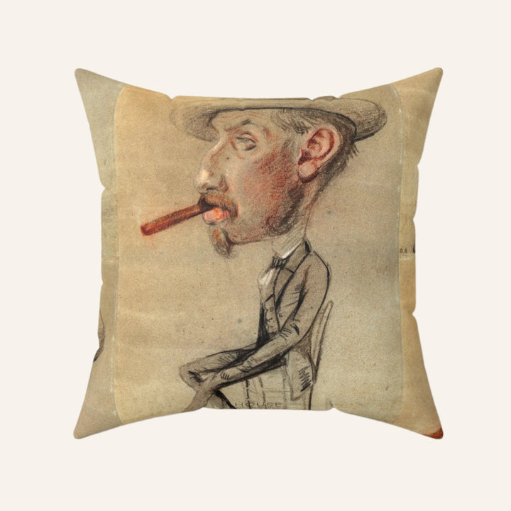 Pillow, Caricature of a Man with a Big Cigar by Claude Monet