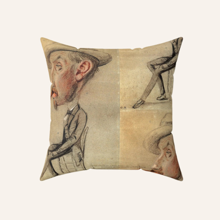 Pillow, Caricature of a Man with a Big Cigar by Claude Monet