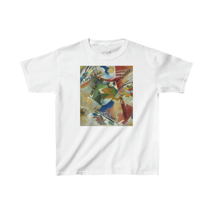 Kids Heavy Cotton Tee, Painting with Green Center by Vasily Kandinsky