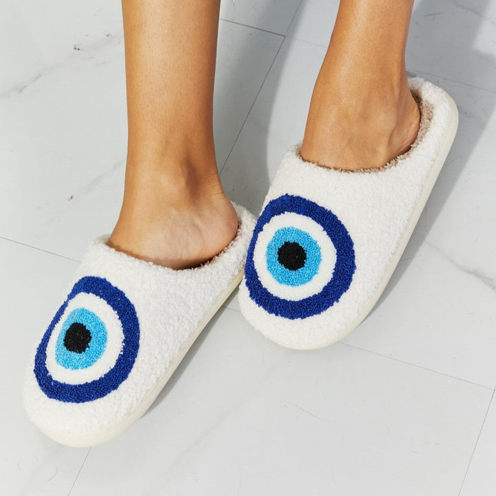 Plush Closed-Toe Slippers, Evil Eye