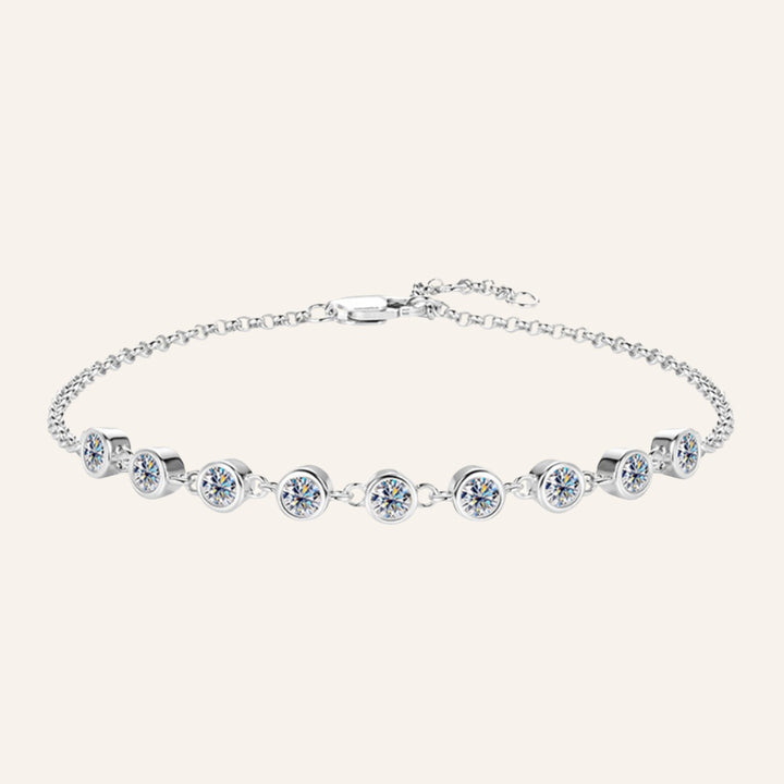 Inlaid Moissanite Adjustable Bracelet, 925 Silver