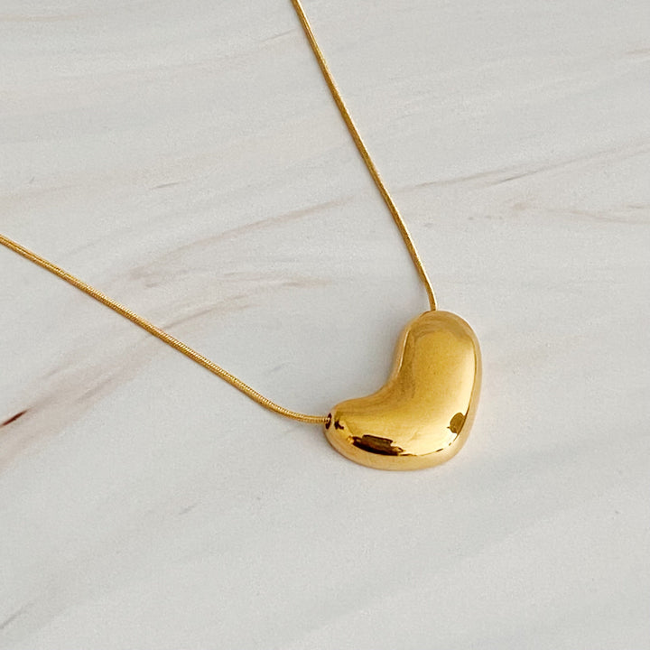 18k Gold Plated Molten Heart Necklace, Silver or Gold