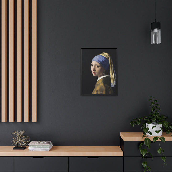 Matte Canvas in Black Frame, Girl with a Pearl Earring by Johannes Vermeer