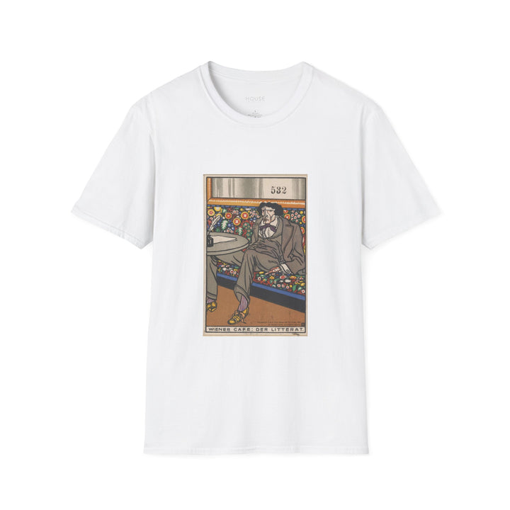 Unisex Soft Cotton Tee, Viennese Café: The Man of Letters by Moriz Jung