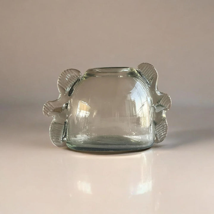 Handcrafted Mouth-Blown Glass Short Bud Vase, Clear