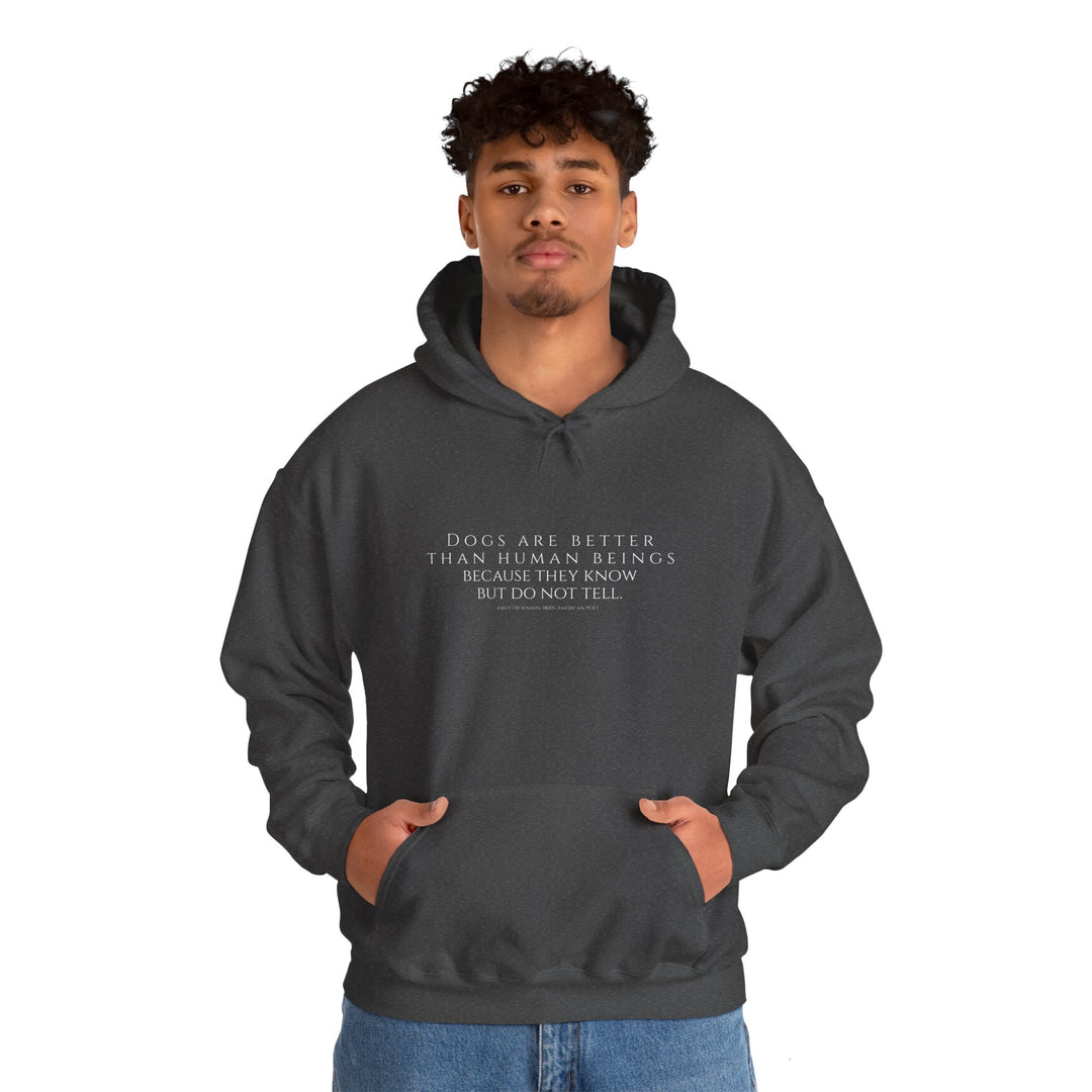 Heavy Blend Hoodie, Dogs are Better by Emily Dickinson