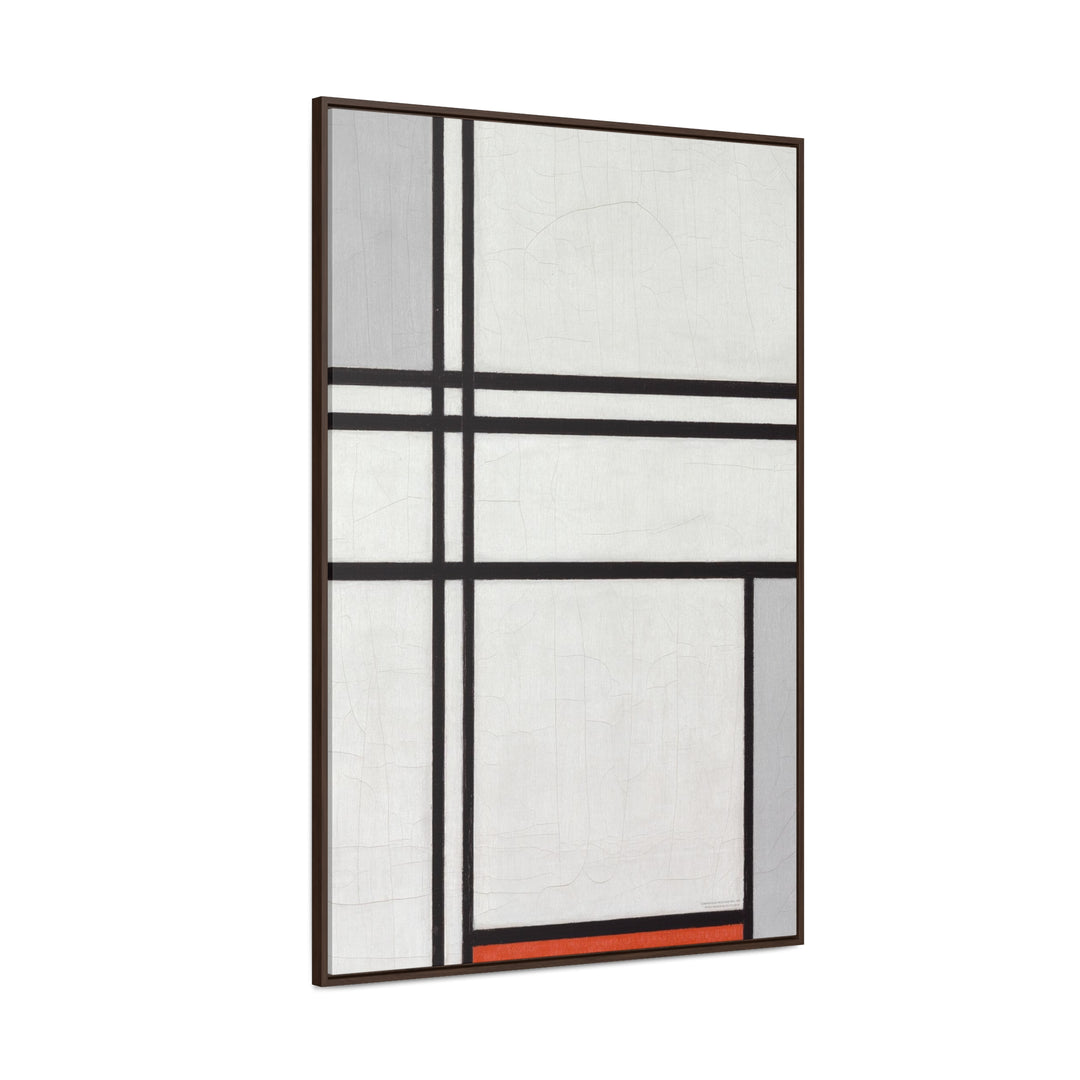 Framed Canvas Wall Art, Composition (No.1) Gray-Red by Piet Mondrian