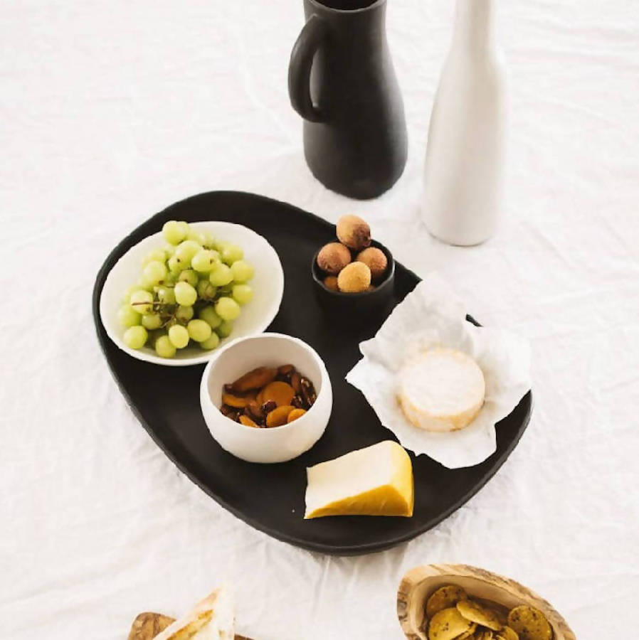 Handmade Stoneware Serving Platter, White or Black