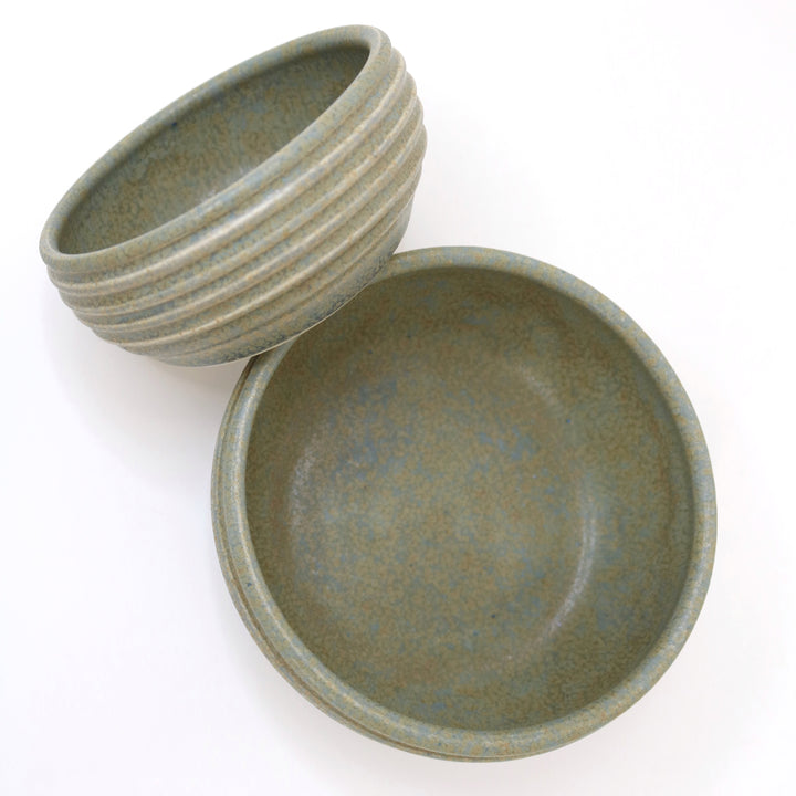 Handmade Set of Two Assorted Ceramic Bowls, Green