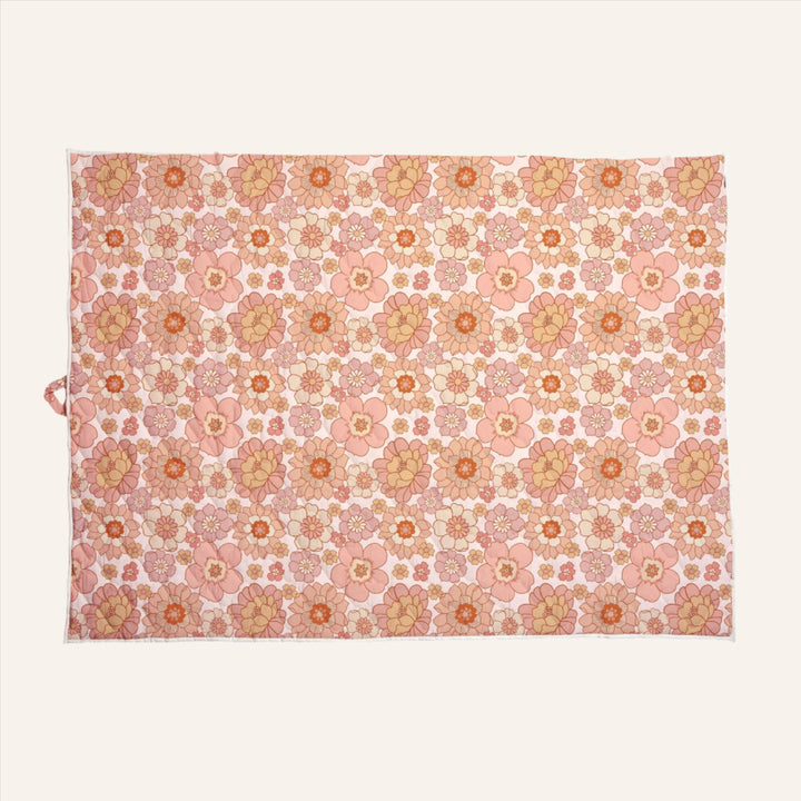 Organic Quilted Cotton Picnic Blanket, Pretty Blooms