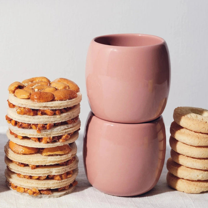 Hand-Glazed Small Espresso Set of 4 Small Cups, Variety of Colors