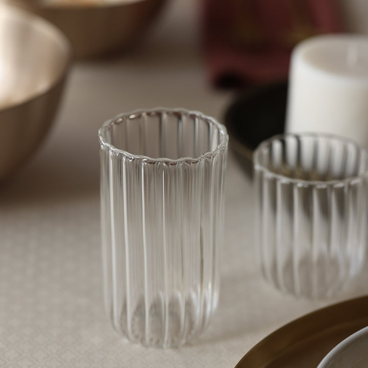 Ribbed Glass Tall Tumblers, Set of 4