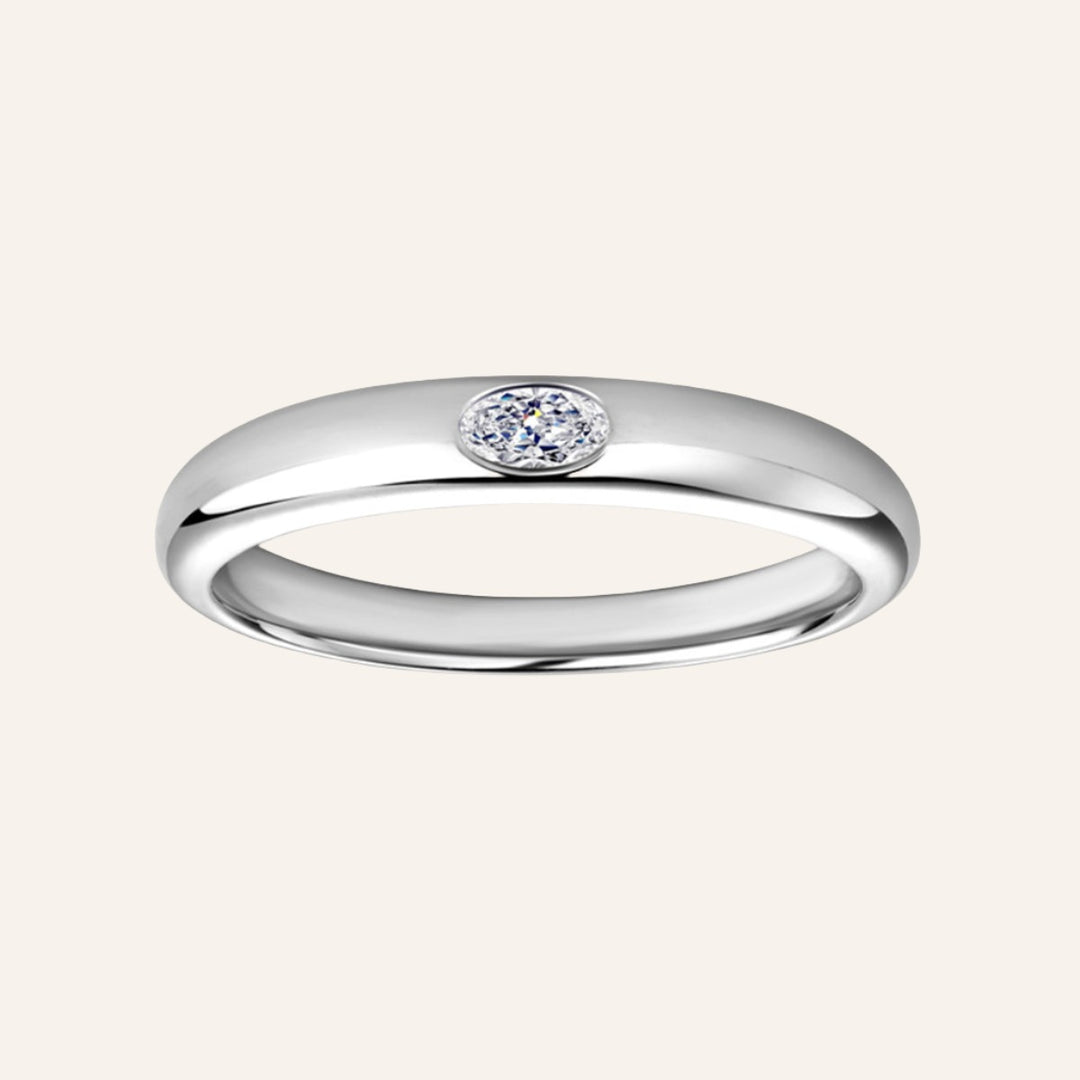 Inlaid Moissanite Ring, Silver 925