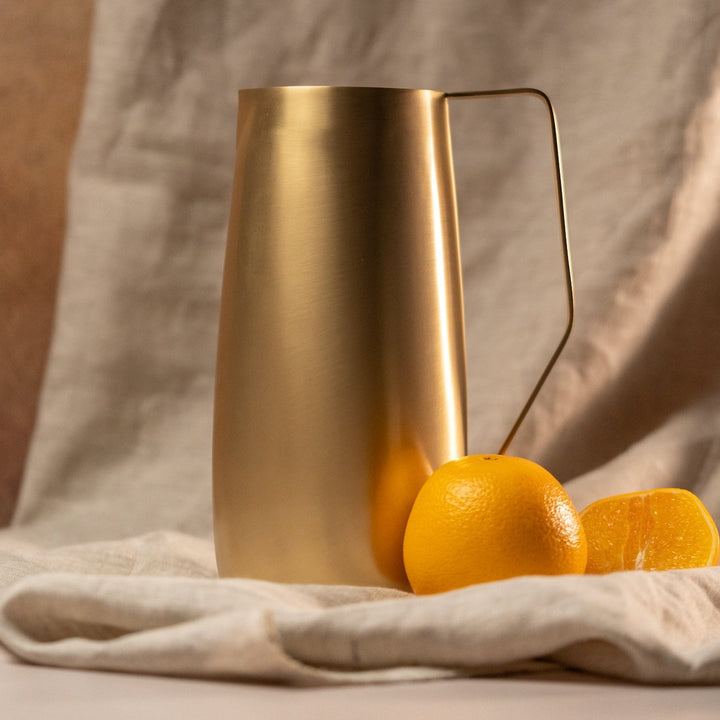 Handcrafted Artisan Brass Pitcher, 64oz
