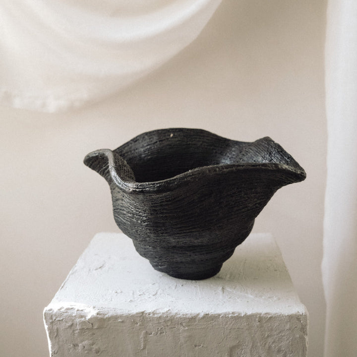 Handmade Clay Vessel Bowl, Sweeping Waves