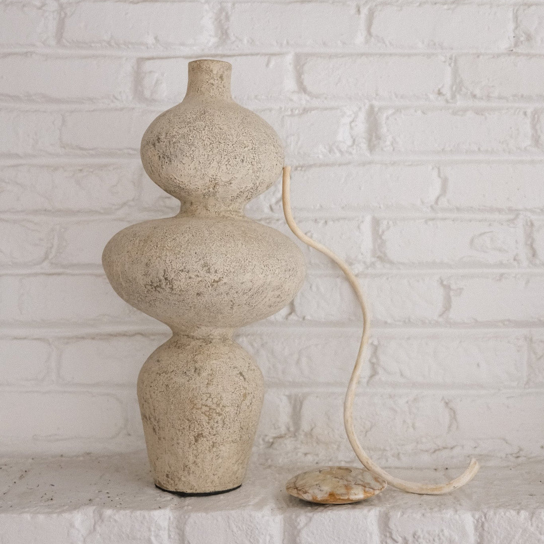 Handmade Towering Clay Vessel Vase, Cream