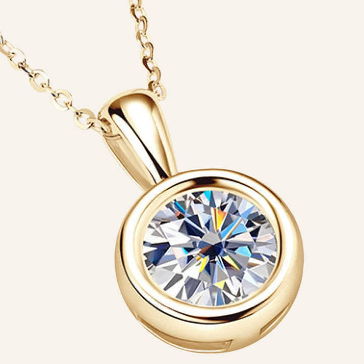 2 Carat Moissanite Solitaire Necklace, 18k Gold Plated 925 Silver