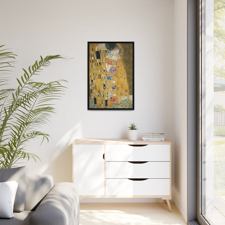 Matte Canvas in Black Frame, The Kiss by Gustav Klimt