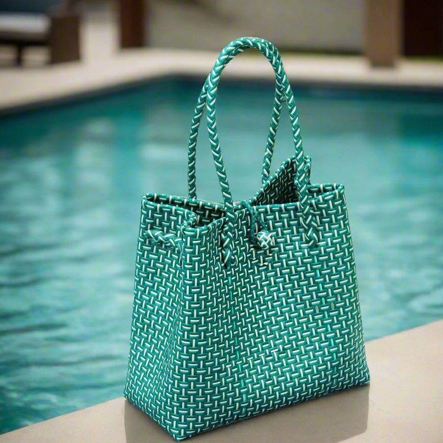 Recycled Woven Tote Bag, Green