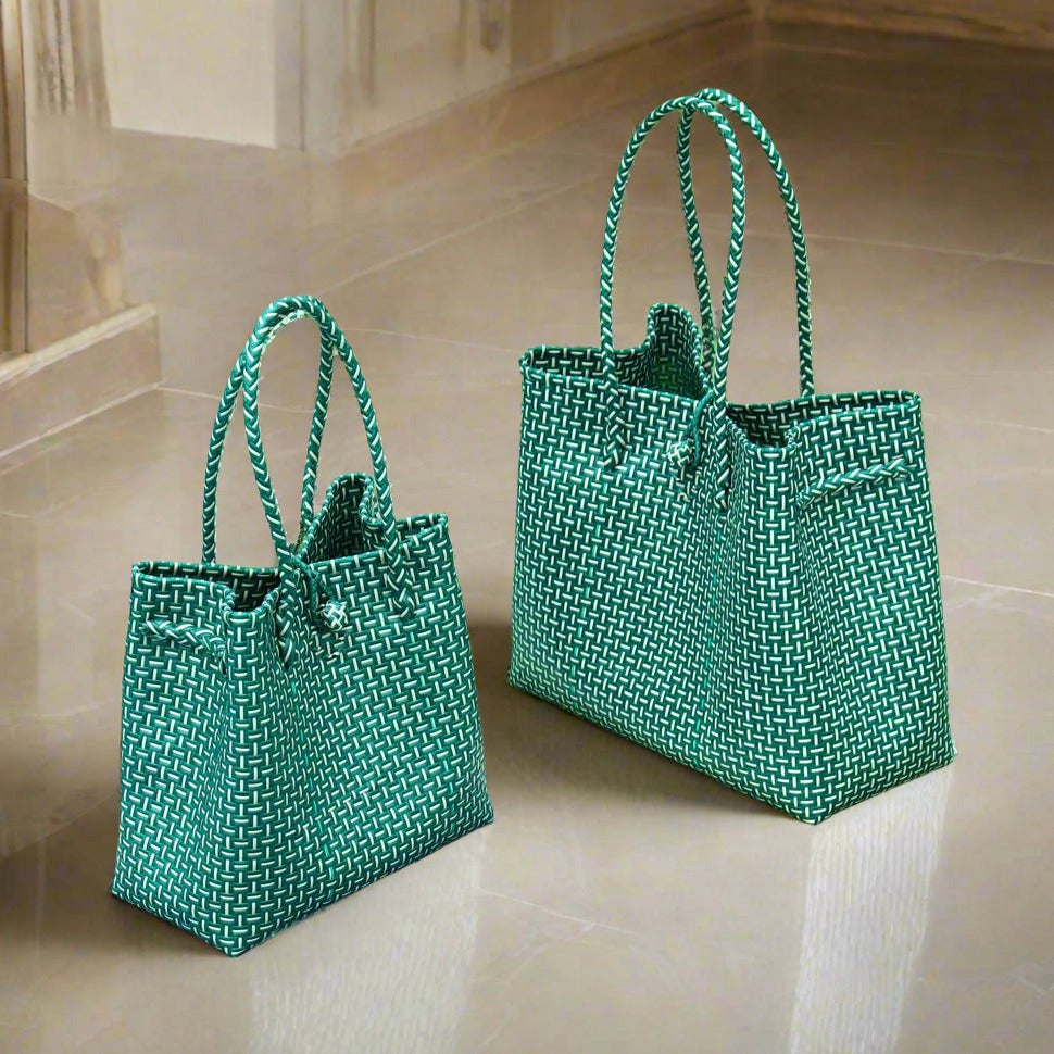 Recycled Woven Tote Bag, Green