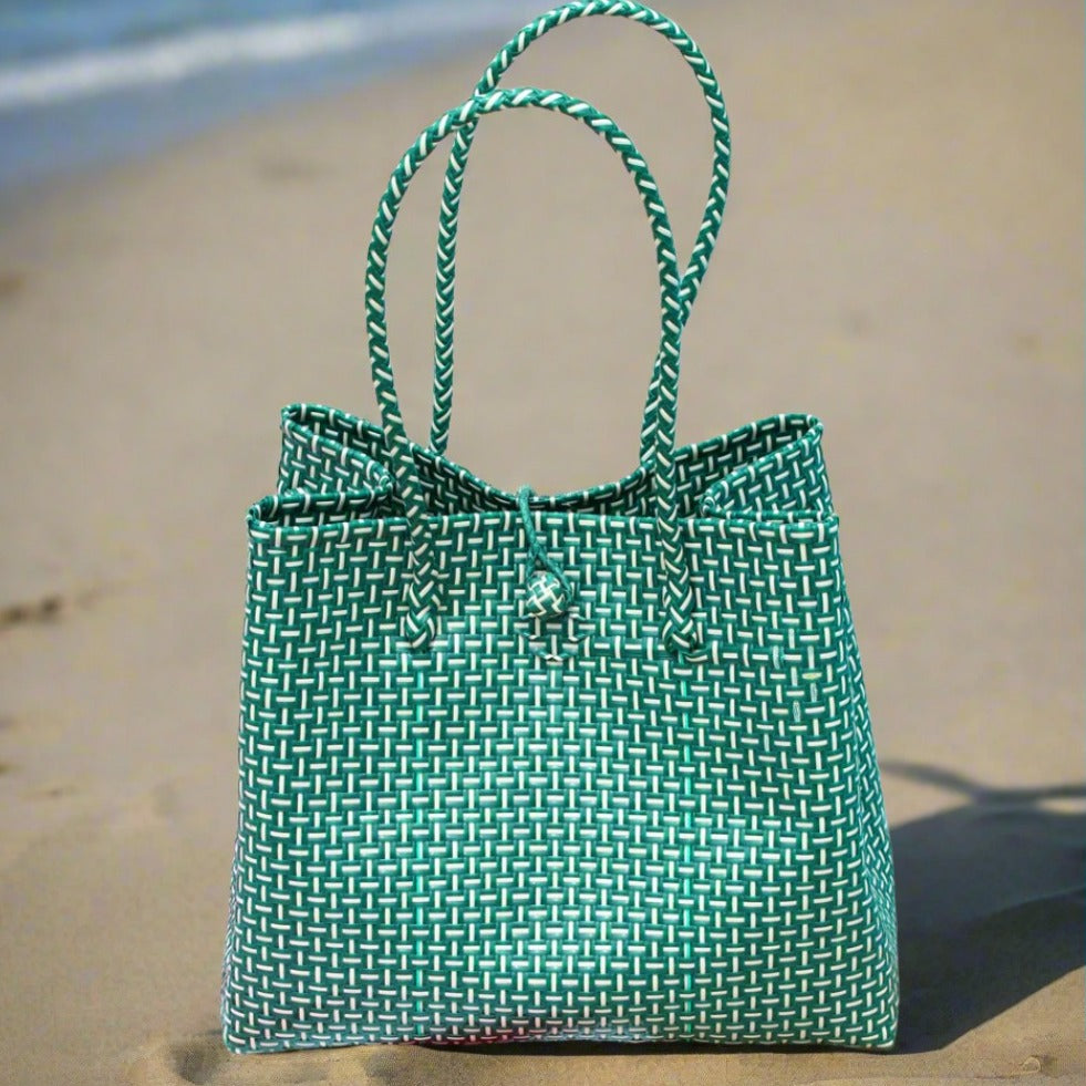 Recycled Woven Tote Bag, Green