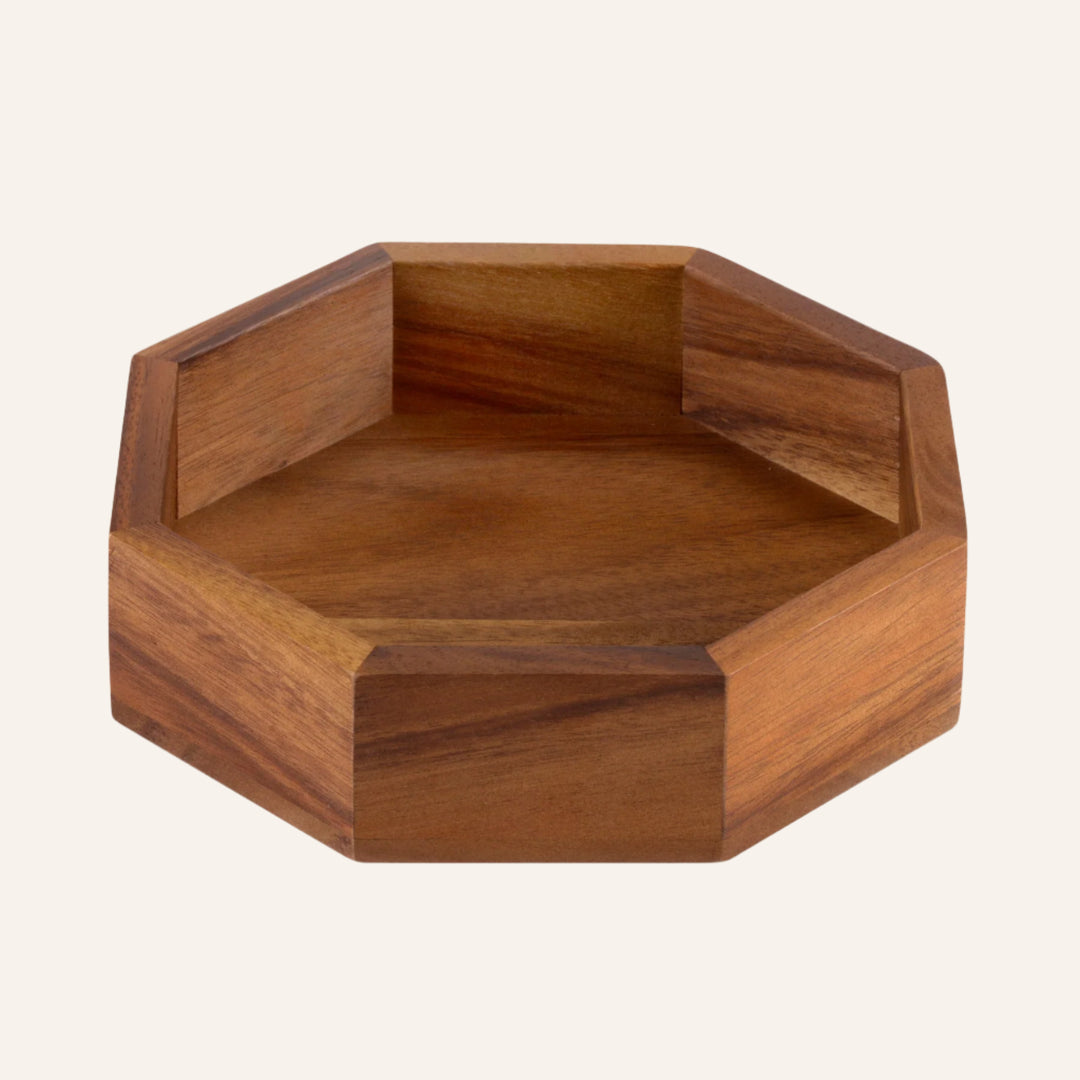 Handcrafted Acacia Wood Serving Dish, Octagon